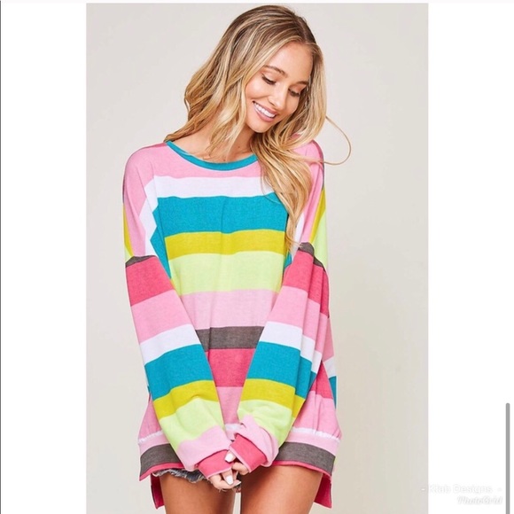 New! Soft knit multi stripe lightweight top - Picture 7 of 7